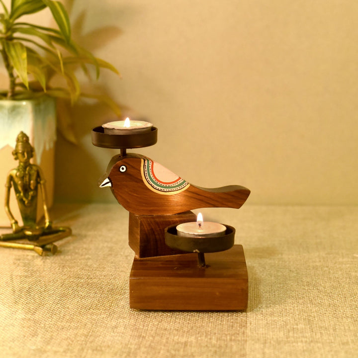 Chirping bird tealight holder (5.1x5.1x5)