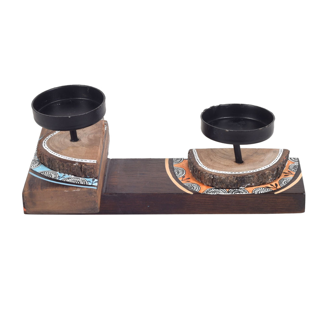 Abstract Illuminations Wooden Candle Holder