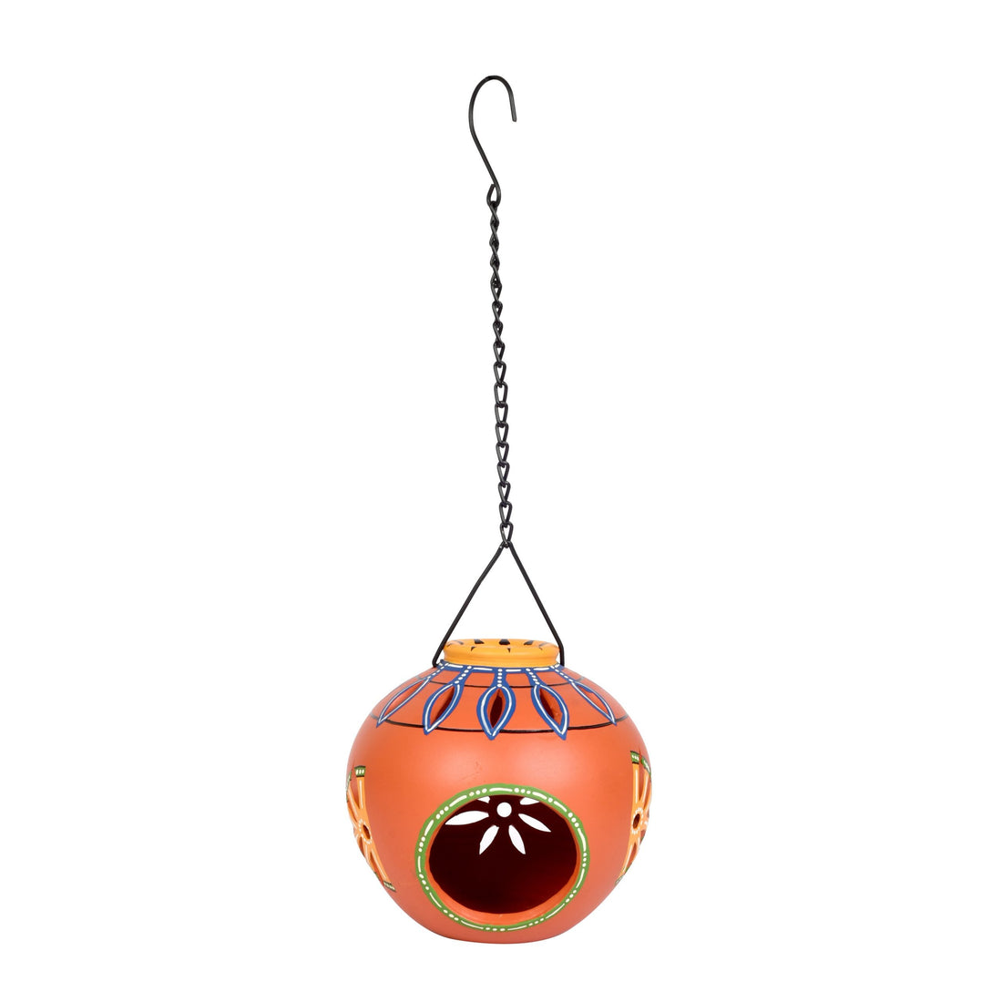 Terracotta Handpainted Orange Hanging Tea light