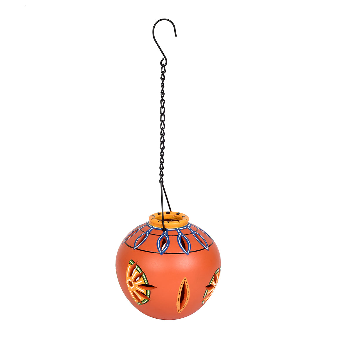 Terracotta Handpainted Orange Hanging Tea light