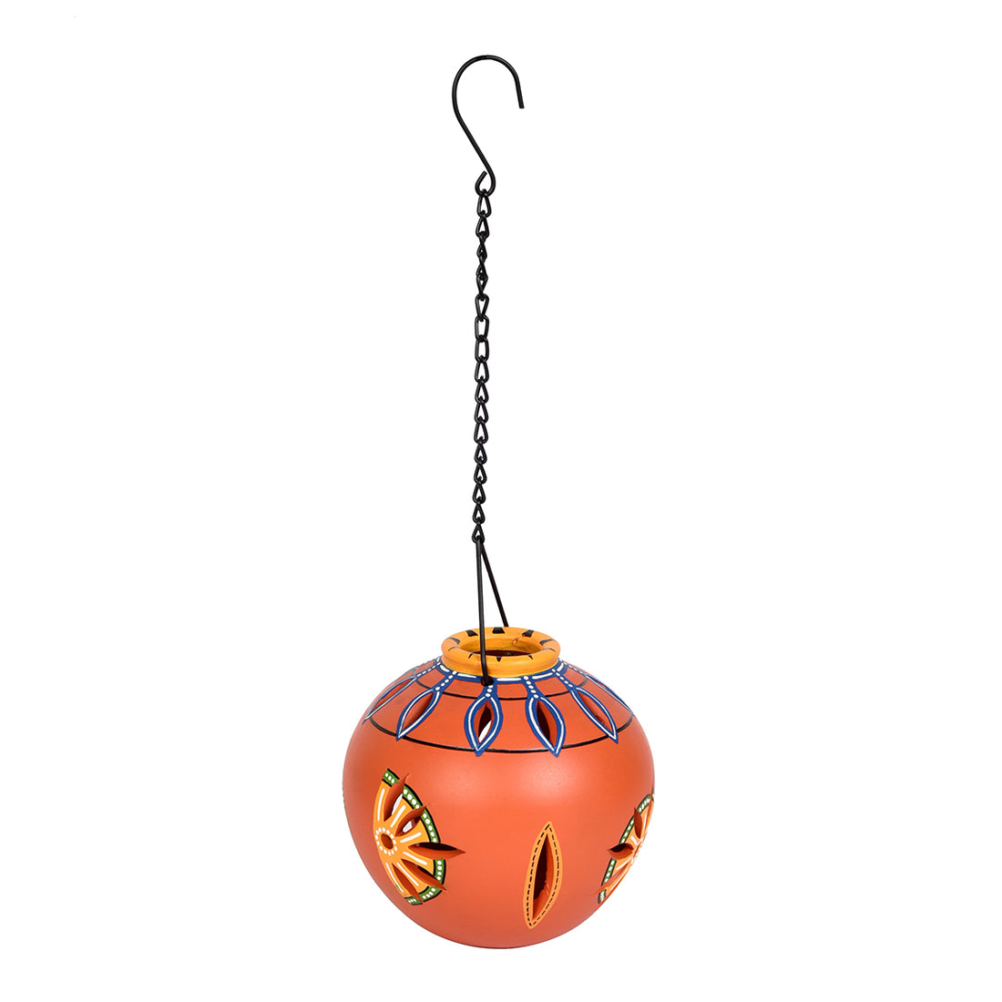 Terracotta Handpainted Orange Hanging Tea light