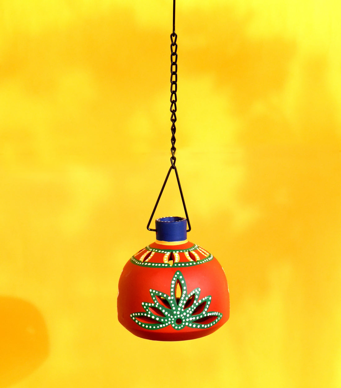 Terracotta Handpainted Red Matki Hanging Tea Light