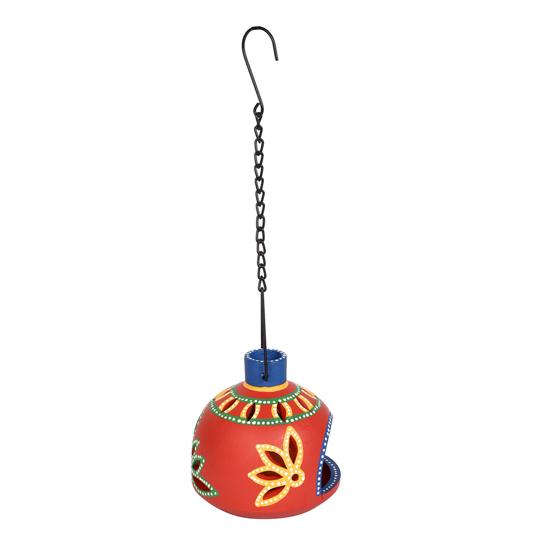 Terracotta Handpainted Red Matki Hanging Tea Light