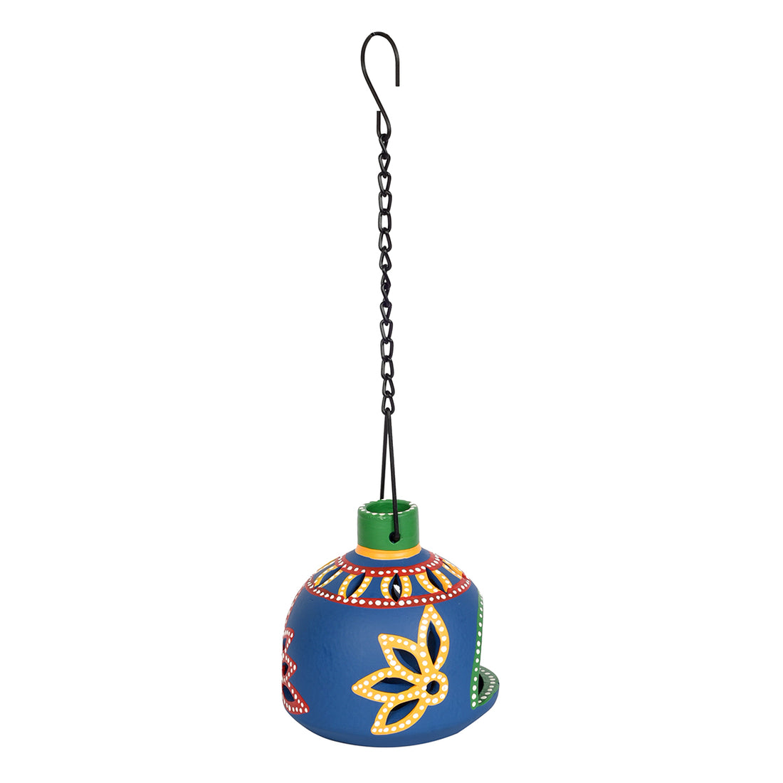 Terracotta Handpainted Blue Matki Hanging Tea Light