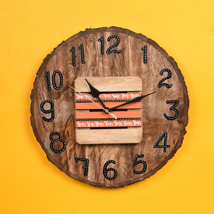 Wall Clock Handcrafted Wooden Log Dial (11x1.5x11")