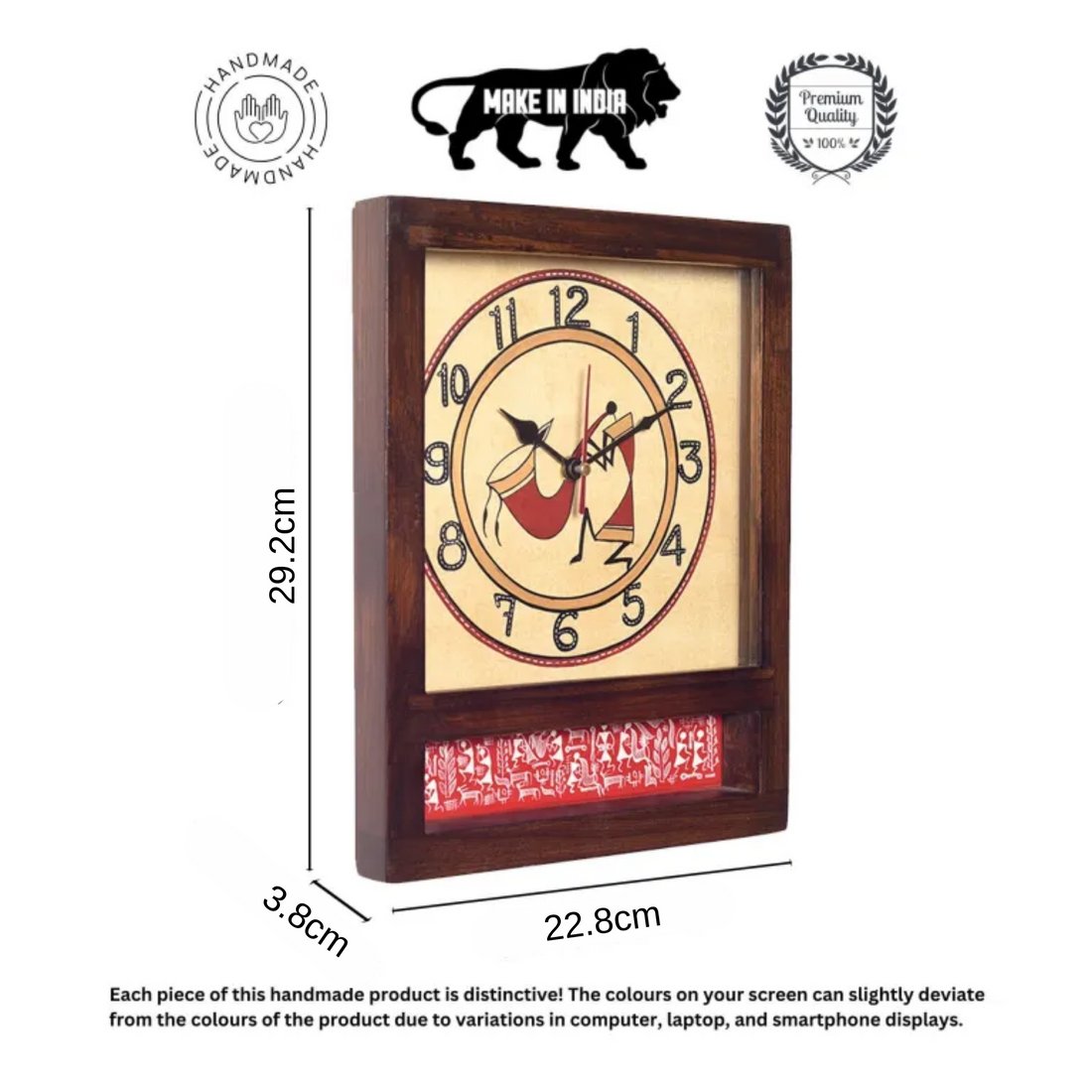 Warli Musician Hand Painted  Wall Clock  (9x1.5x11.5)