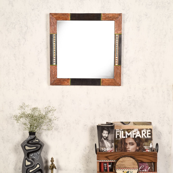 Warli Whispers Wooden Mirror