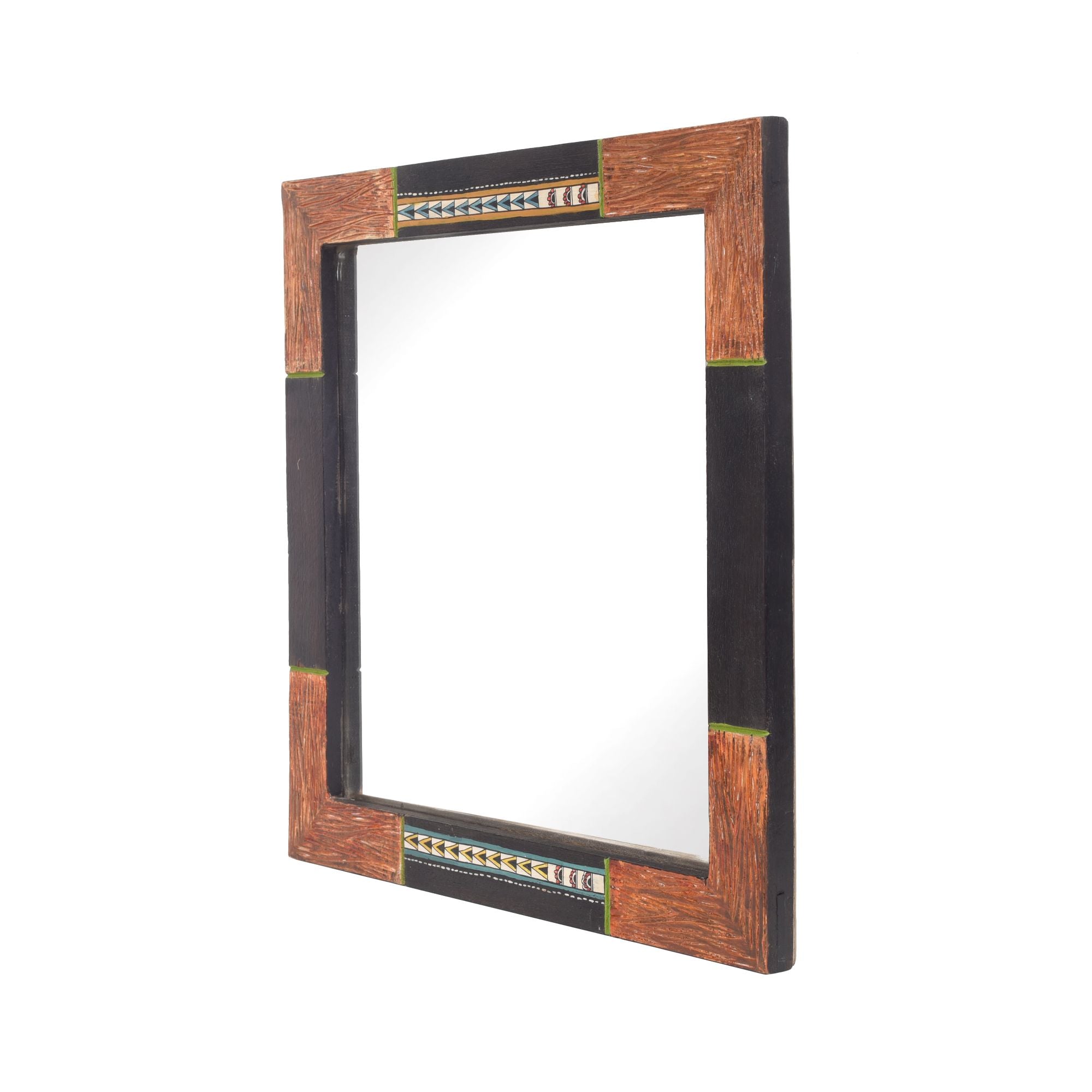 Warli Whispers Wooden Mirror