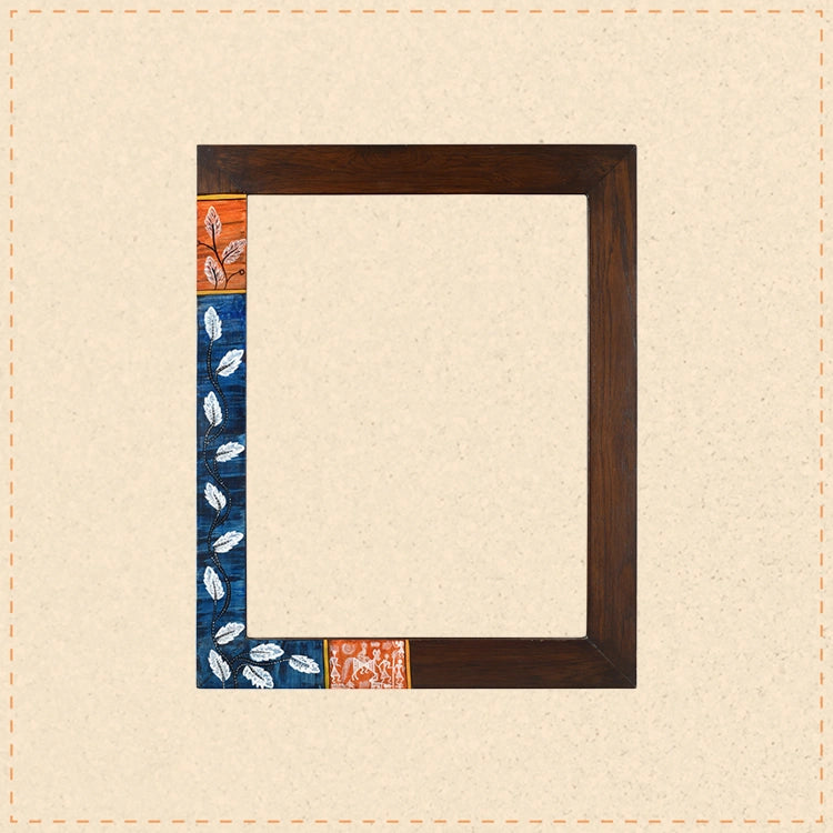 Midnight Blue Rectangular Teakwood Mirror (21x17")