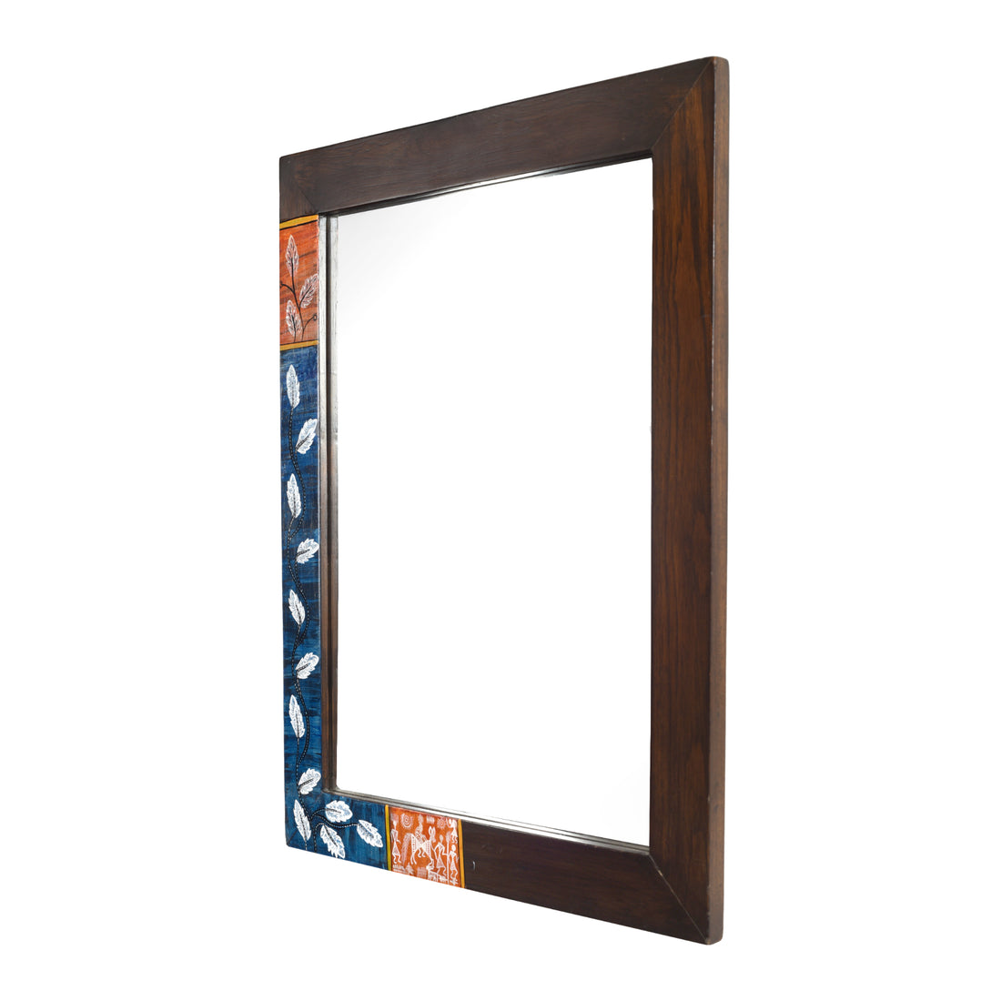 Midnight Blue Rectangular Teakwood Mirror (21x17")