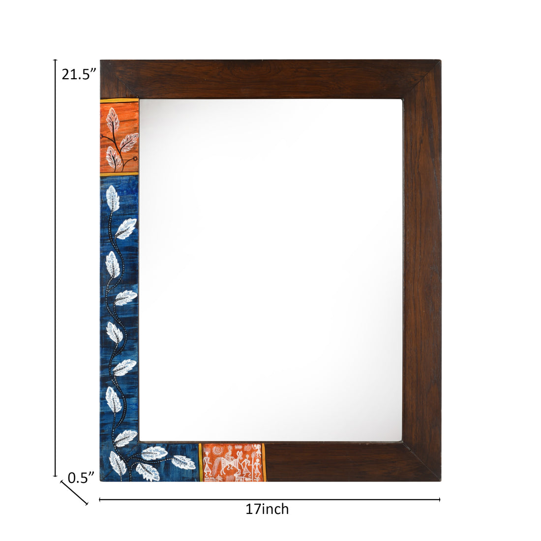 Midnight Blue Rectangular Teakwood Mirror (21x17")