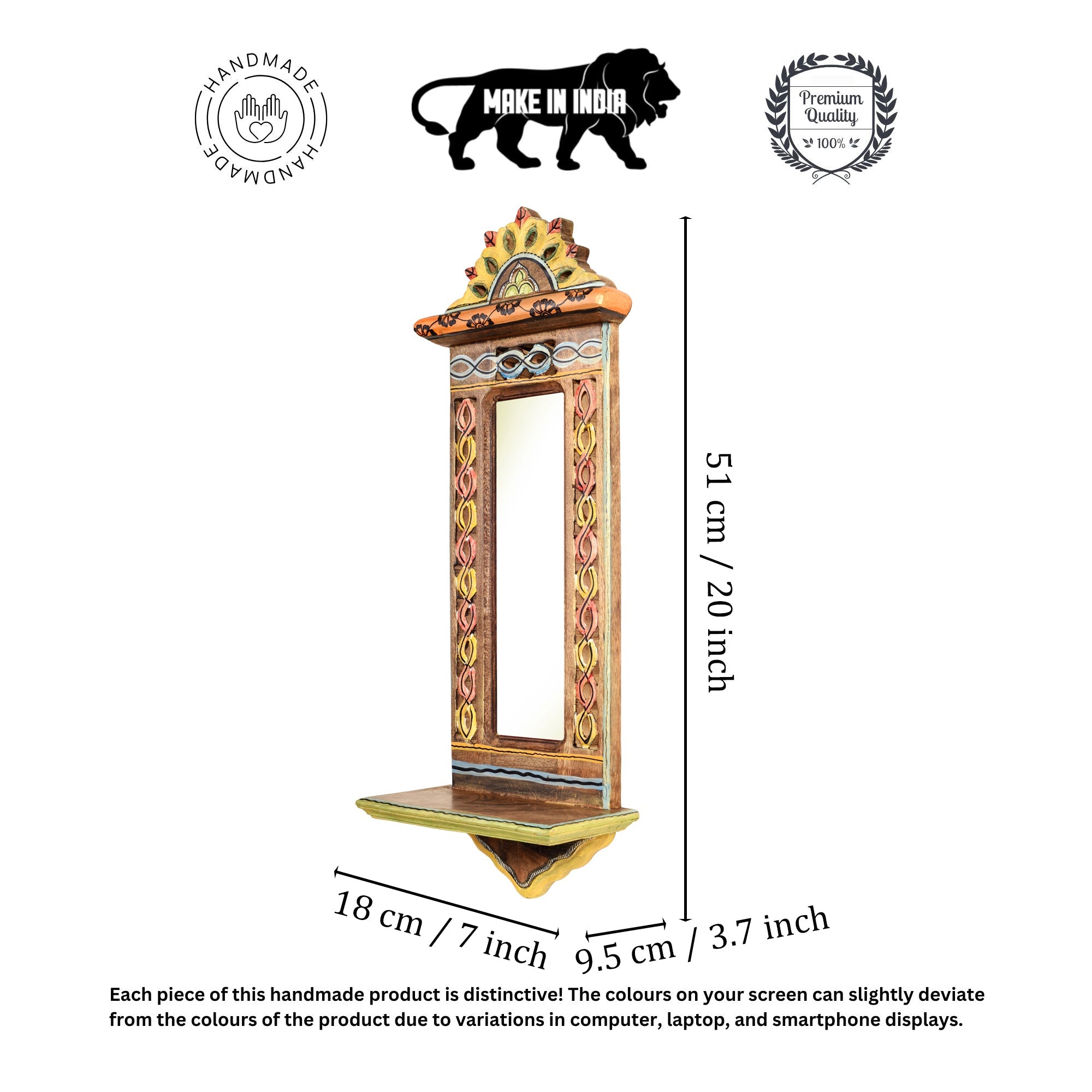 Apratim-I Mirror with handpainted carvings