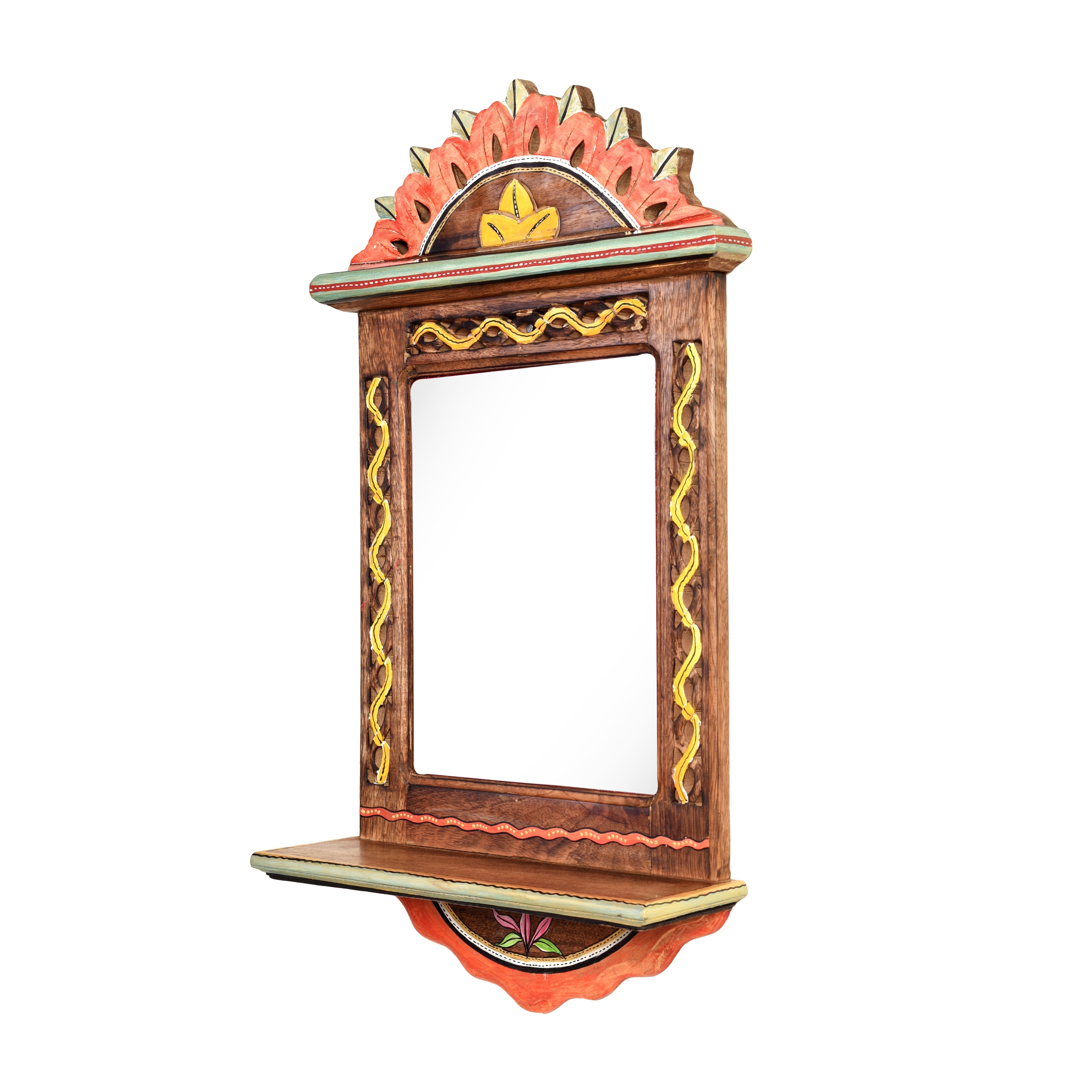 Apratim Mirror with handpainted carvings