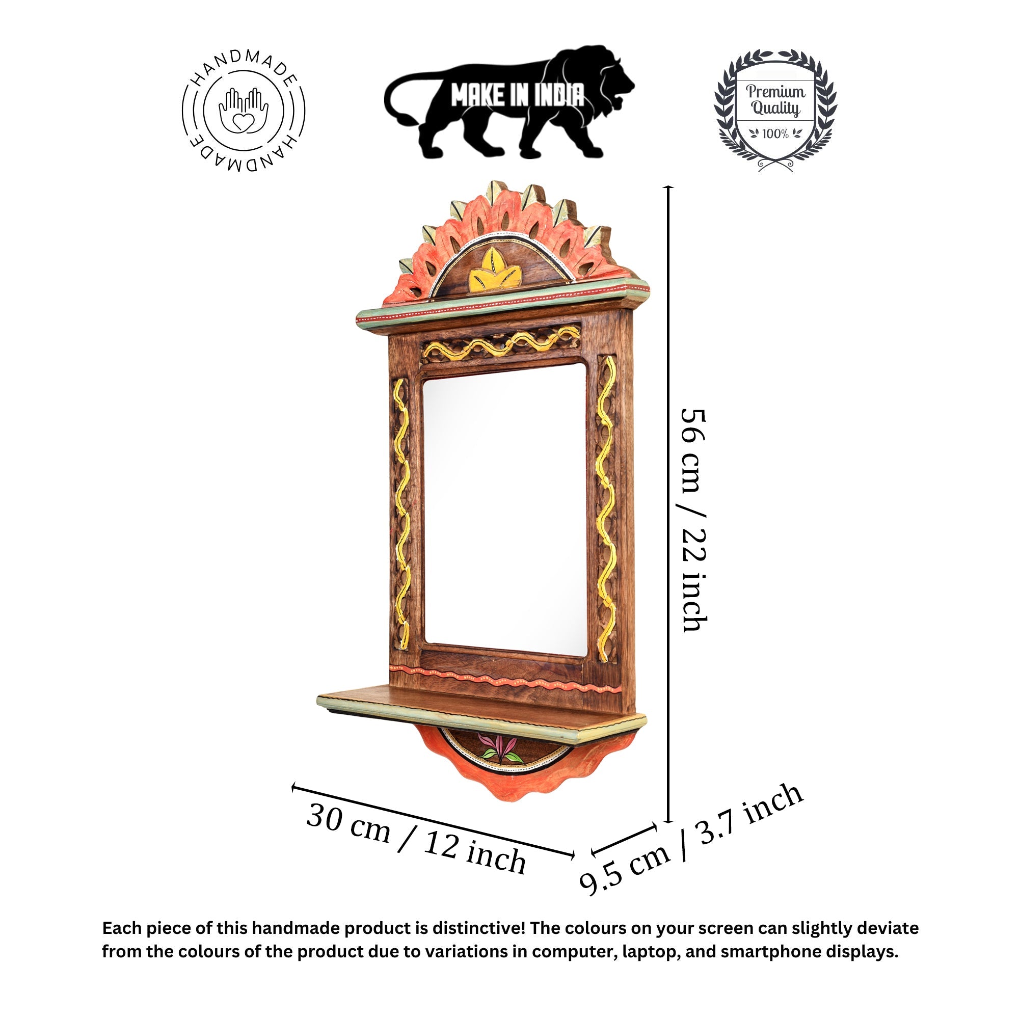 Apratim Mirror with handpainted carvings