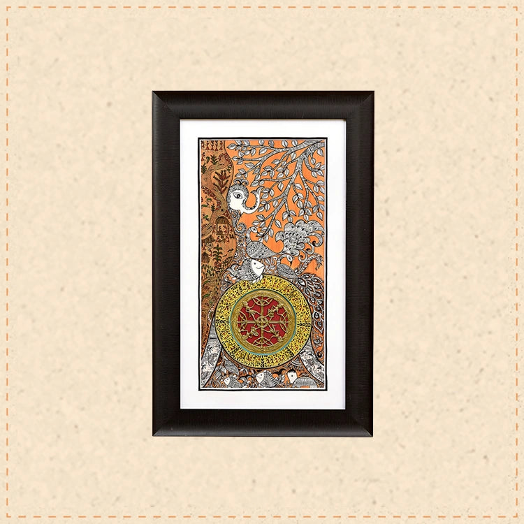 Wall Decor Madubani & Dhokra Fusion Painting