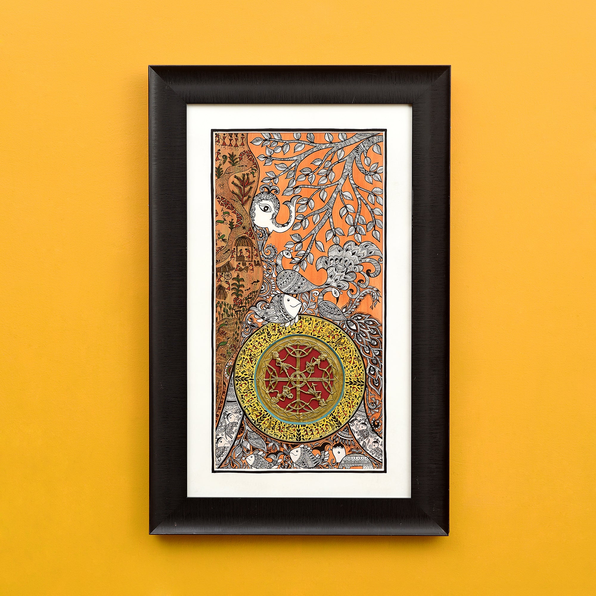 Wall Decor Madubani & Dhokra Fusion Painting