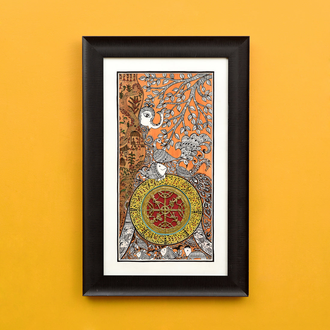 Wall Decor Madubani & Dhokra Fusion Painting