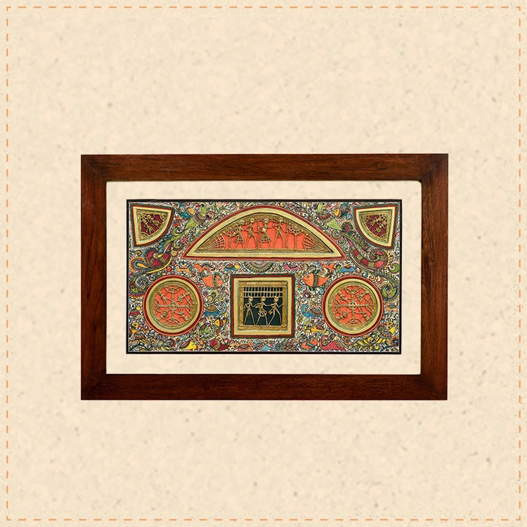 Wall Decor Madhubani-Dhokra Fusion Painting