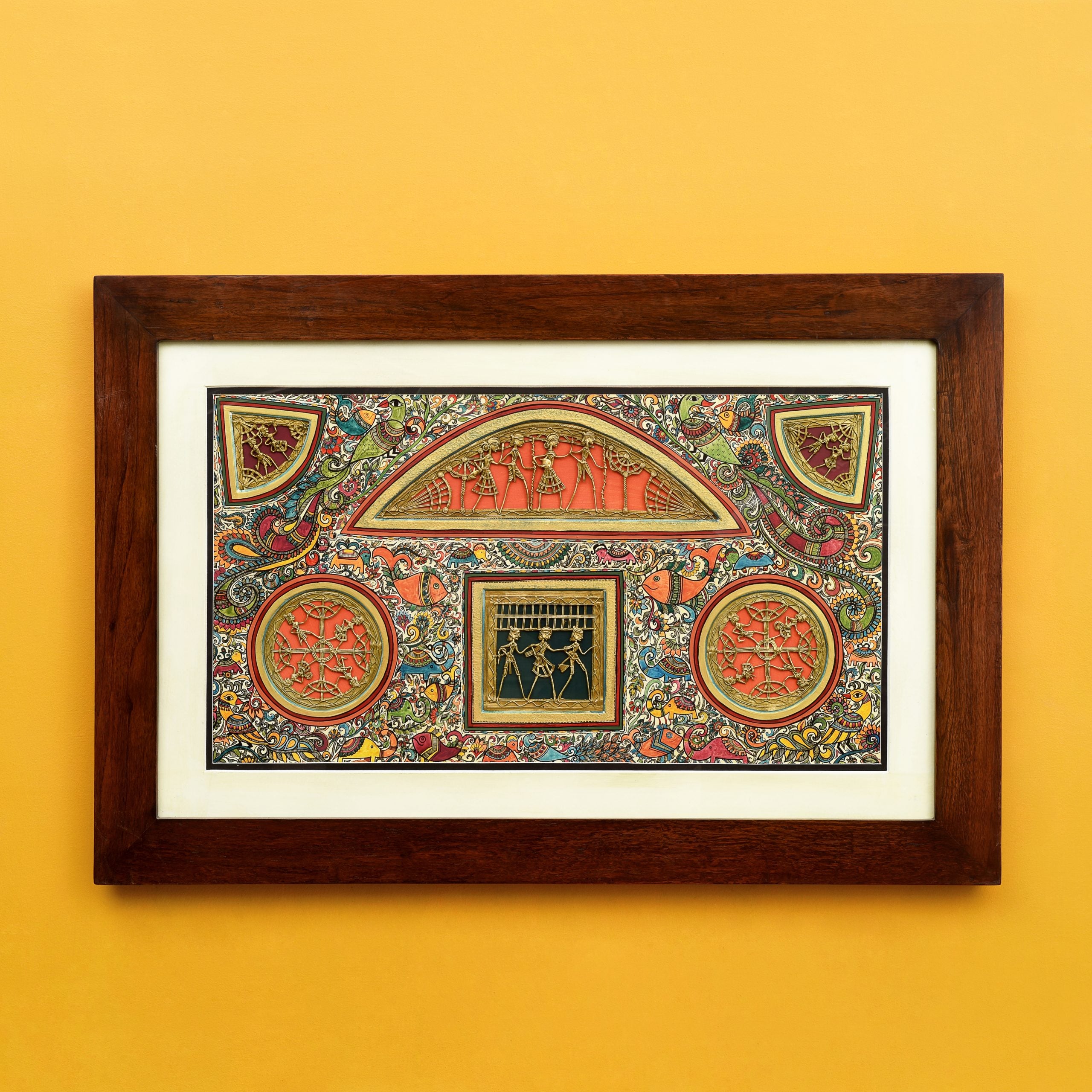 Wall Decor Madhubani-Dhokra Fusion Painting