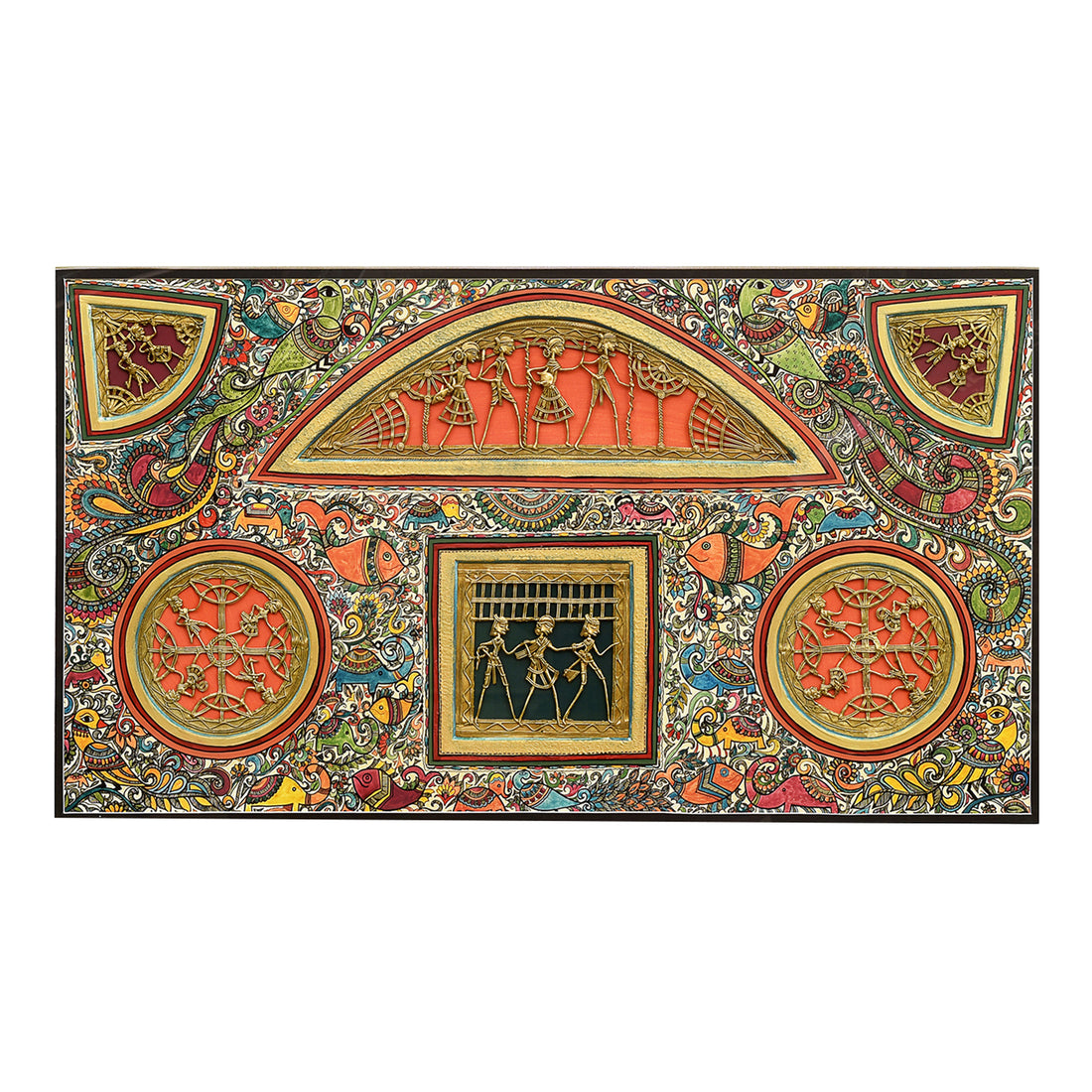 Wall Decor Madhubani-Dhokra Fusion Painting