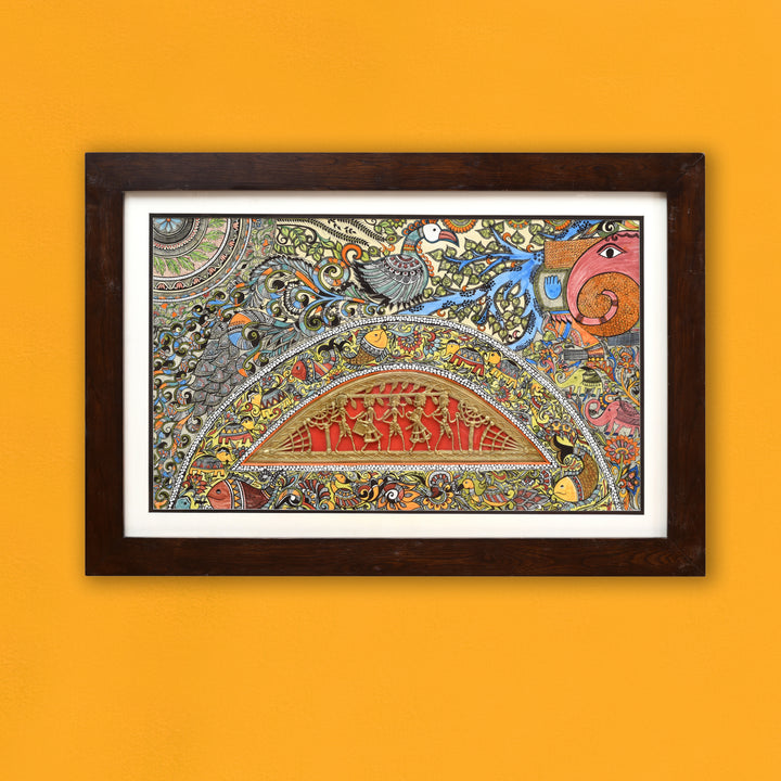 Handpainted Fusions - Madhubani & Dhokra Painting (31x21)