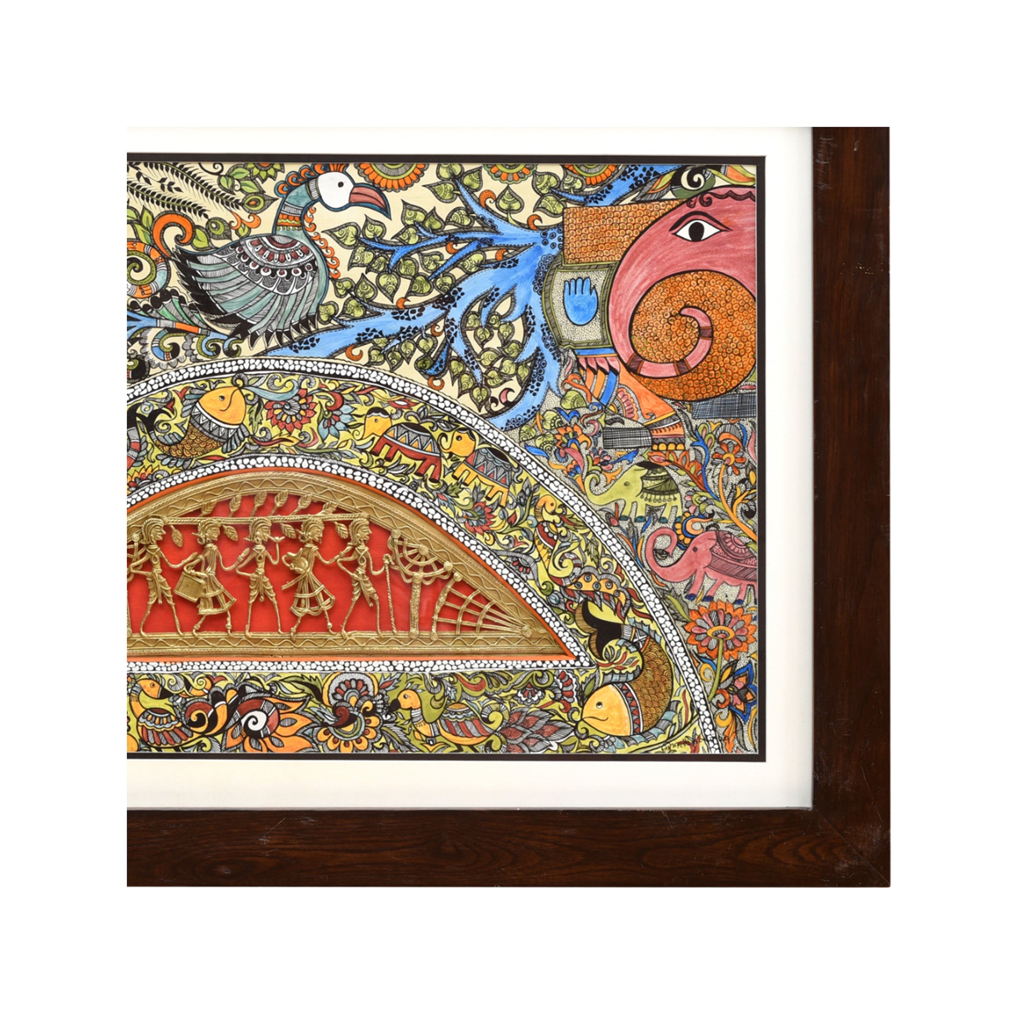 Handpainted Fusions - Madhubani & Dhokra Painting (31x21)