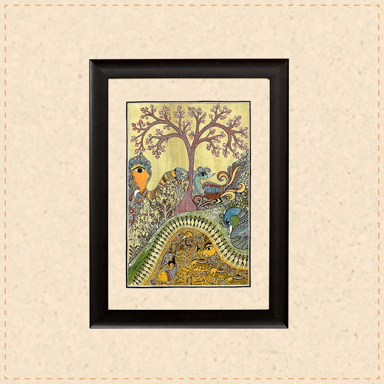 Wall Decor Warli-Madhubani Fusion Painting
