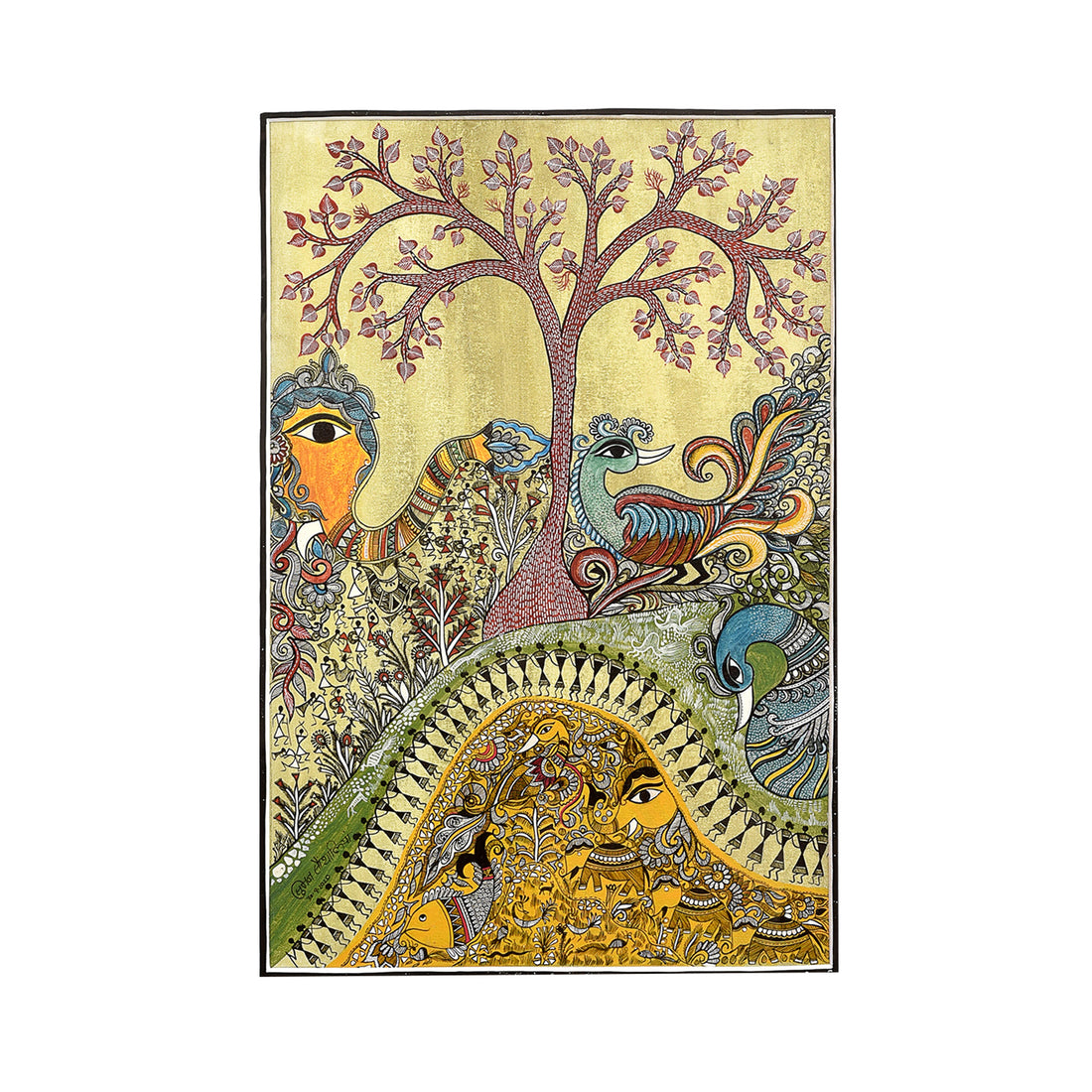 Wall Decor Warli-Madhubani Fusion Painting