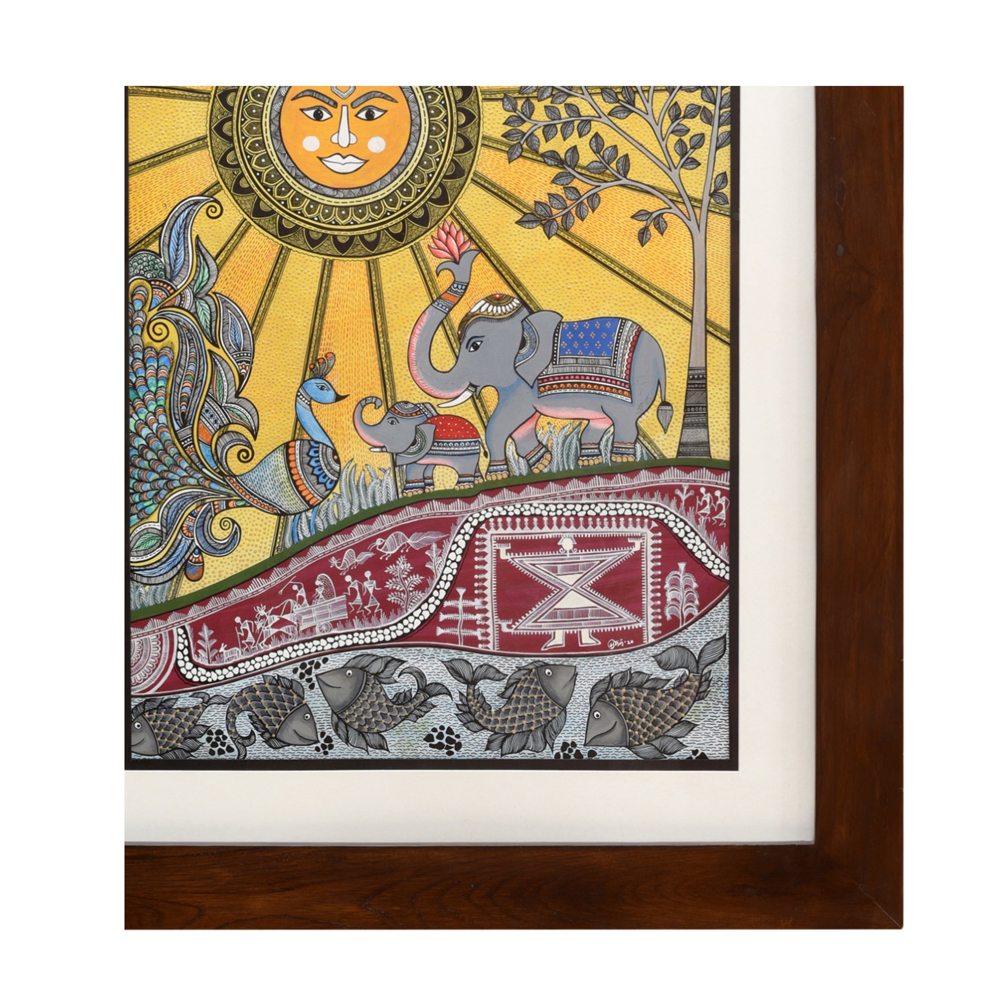 Handpainted Fusions - Madhubani & Dhokra Painting (21x24)