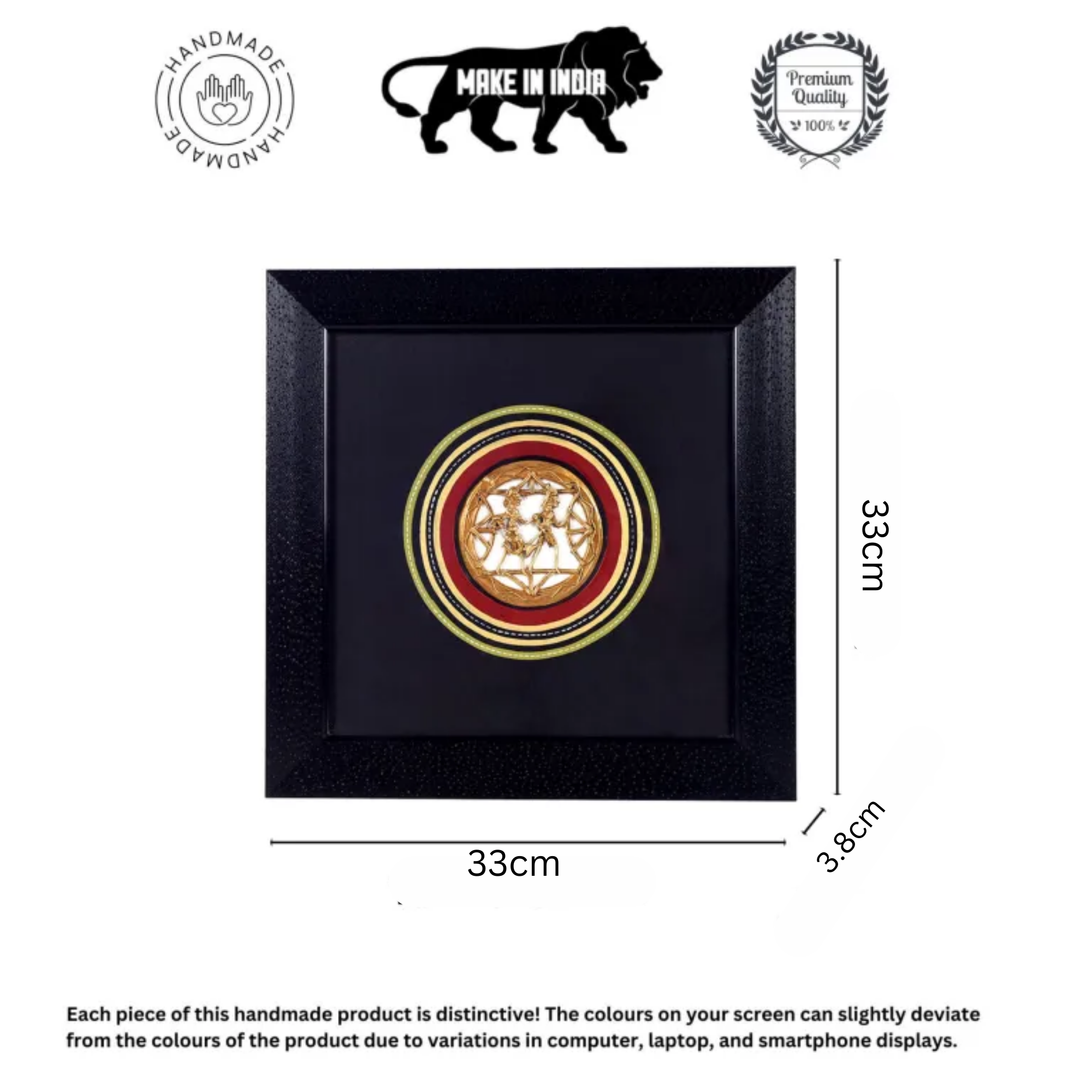 Ethnic Dhokra Handcrafted Painting Without Glass (13x1.5x13)