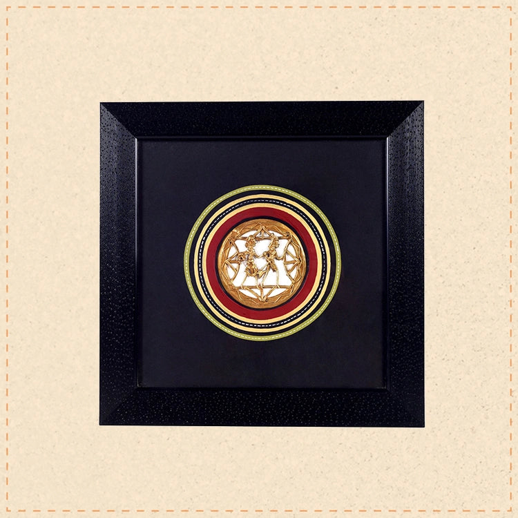 Ethnic Dhokra Handcrafted Painting Without Glass (13x1.5x13)