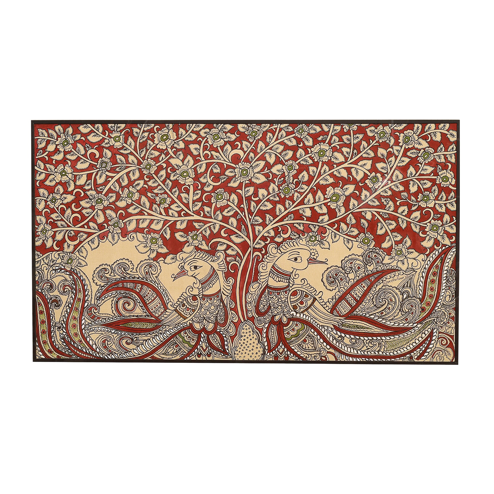 Wall Decor Kalamkari Painting Framed with Glass