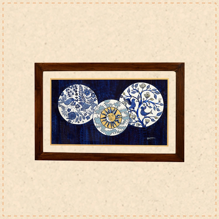 Wall Decor Blue Pottery Painting on Ceramics