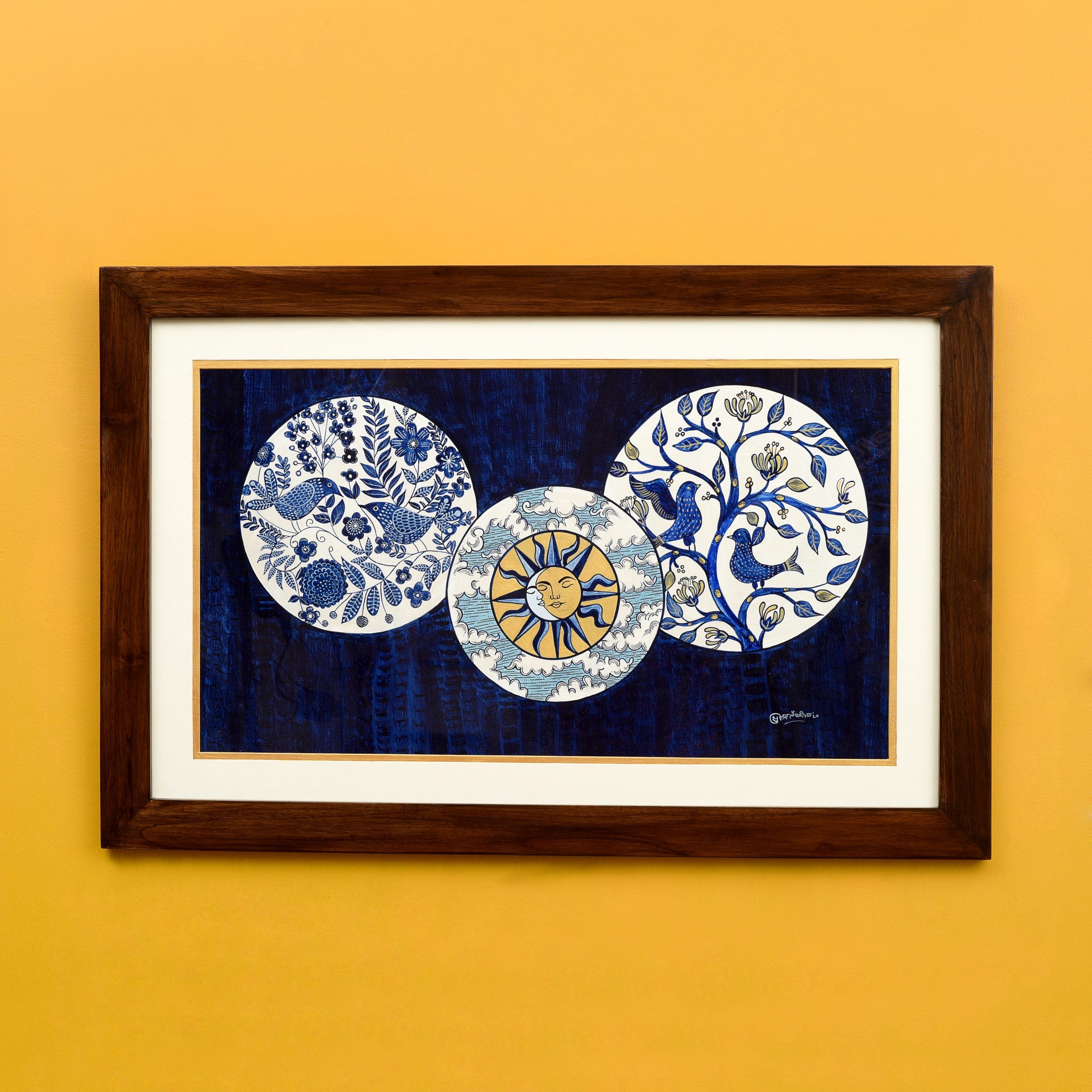 Wall Decor Blue Pottery Painting on Ceramics