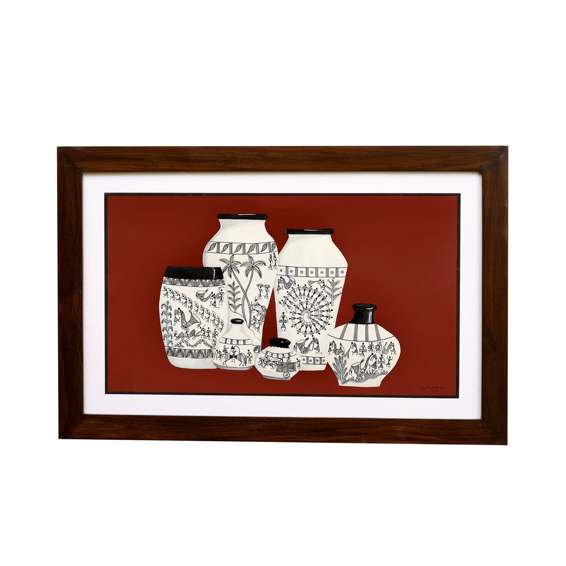 Wall Decor Warli Painting Framed with Glass