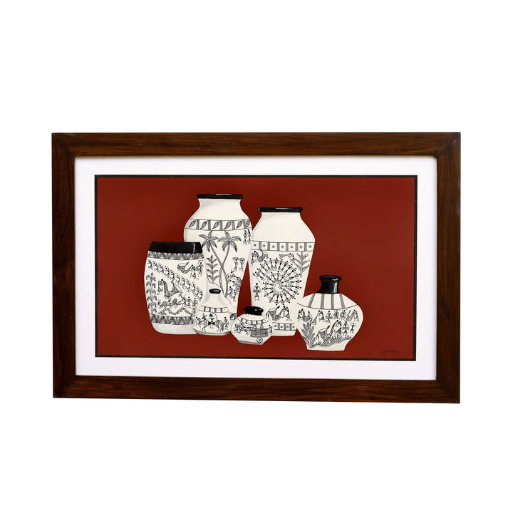 Wall Decor Warli Painting Framed with Glass