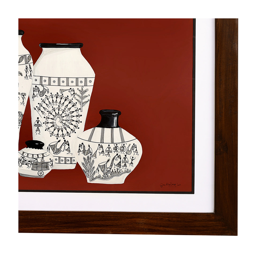 Wall Decor Warli Painting Framed with Glass