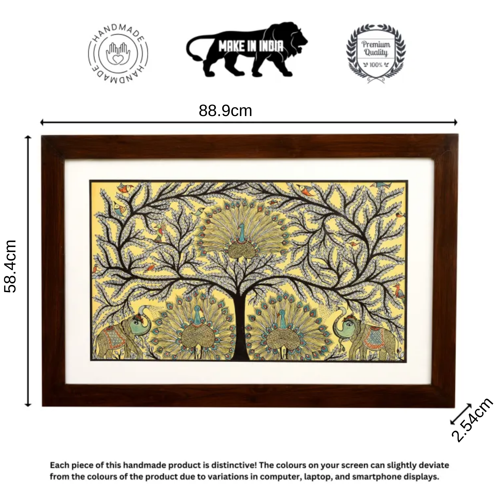 Wall Decor Madhubani Painting Framed with Glass