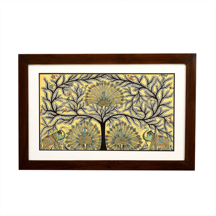 Wall Decor Madhubani Painting Framed with Glass