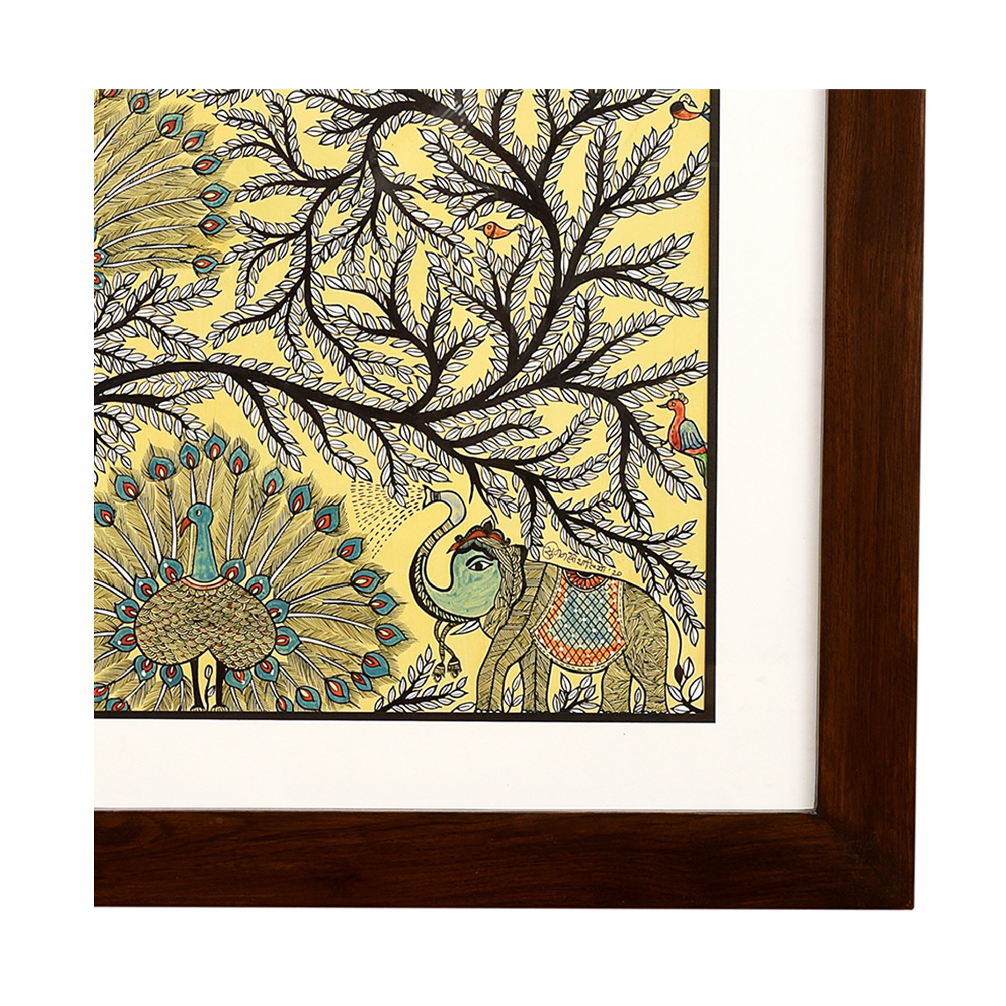 Wall Decor Madhubani Painting Framed with Glass