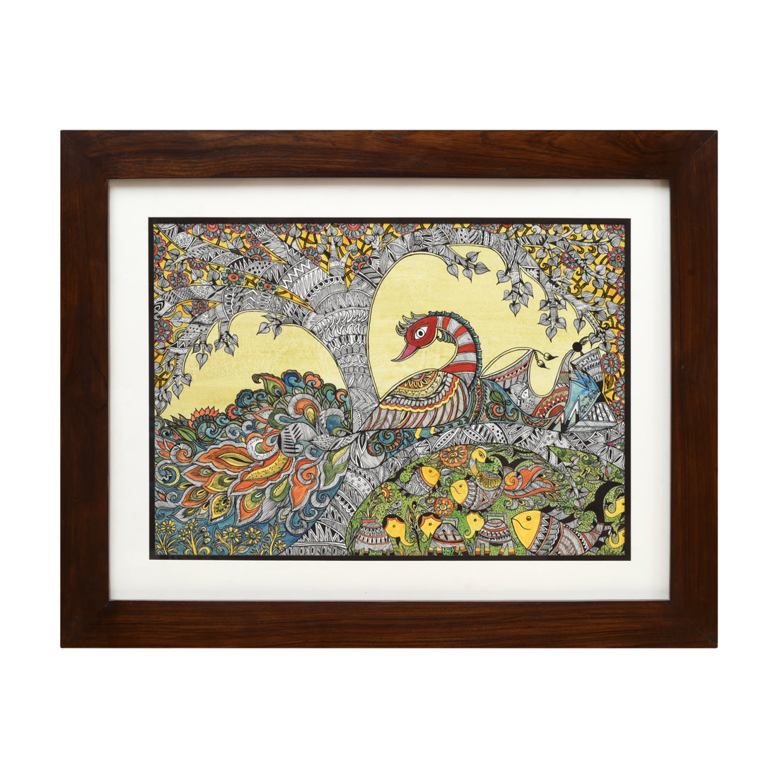 Handpainted Fusions - Madhubani & Kalamkari Painting (27x21)