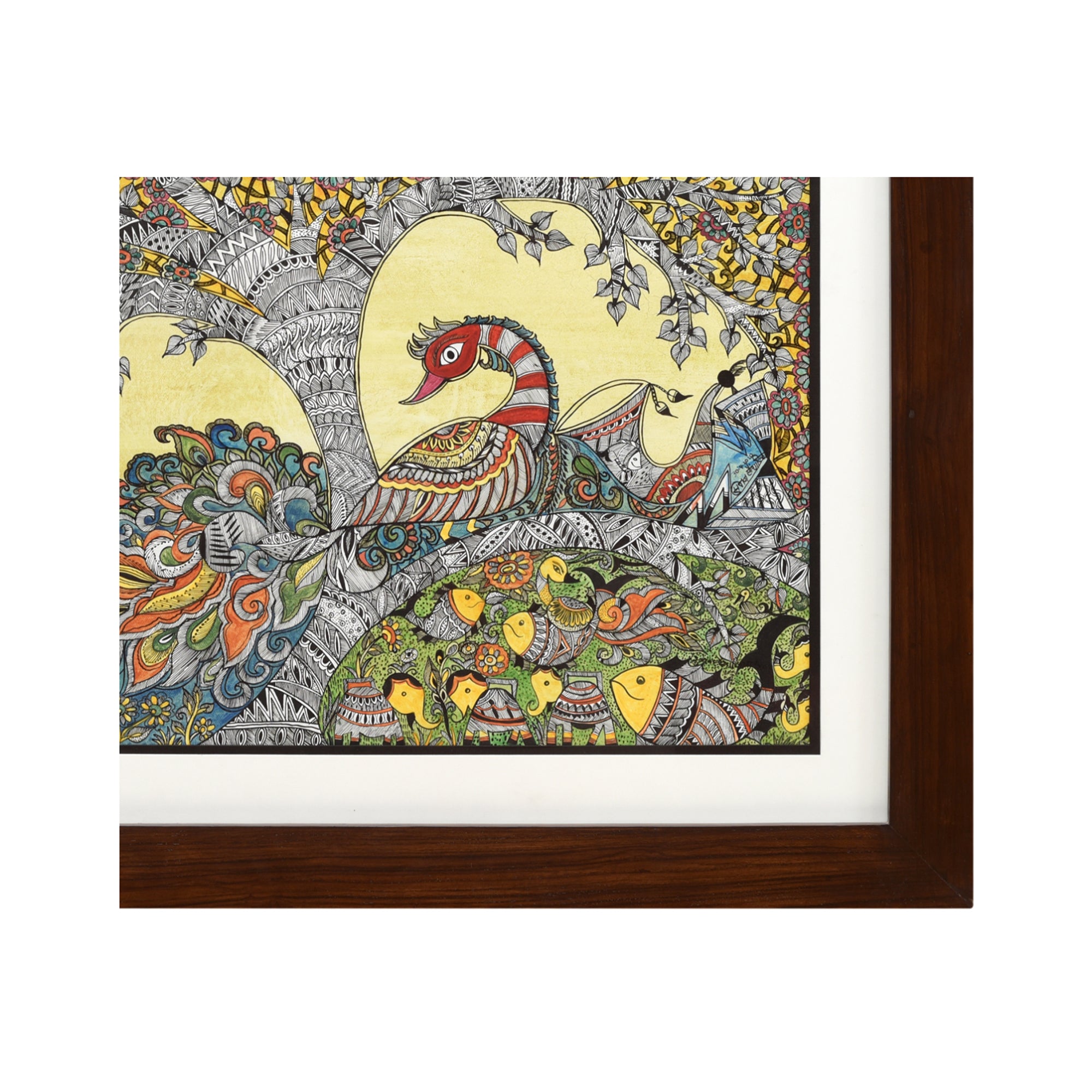 Handpainted Fusions - Madhubani & Kalamkari Painting (27x21)