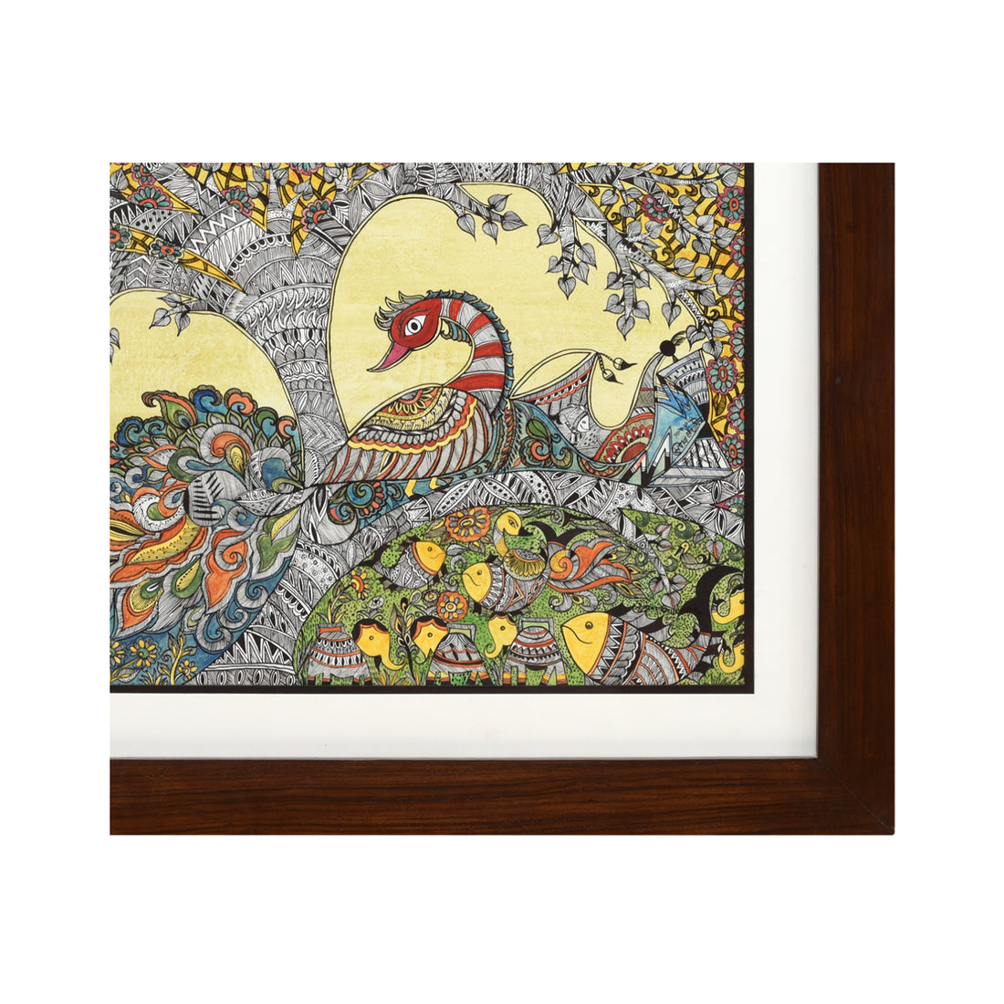 Handpainted Fusions - Madhubani & Kalamkari Painting (27x21)