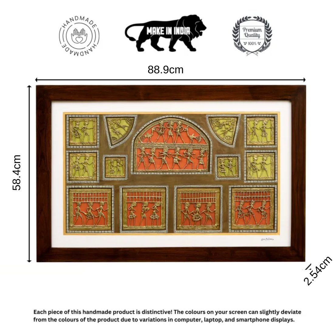 Wall Decor Dhokra Painting Framed with Glass