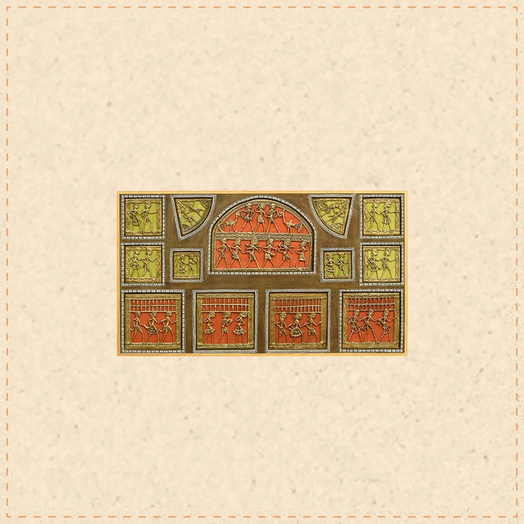 Wall Decor Dhokra Painting Framed with Glass