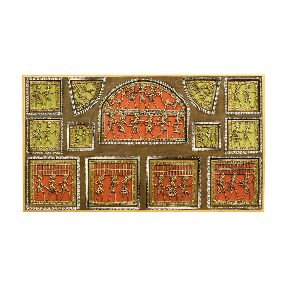 Wall Decor Dhokra Painting Framed with Glass