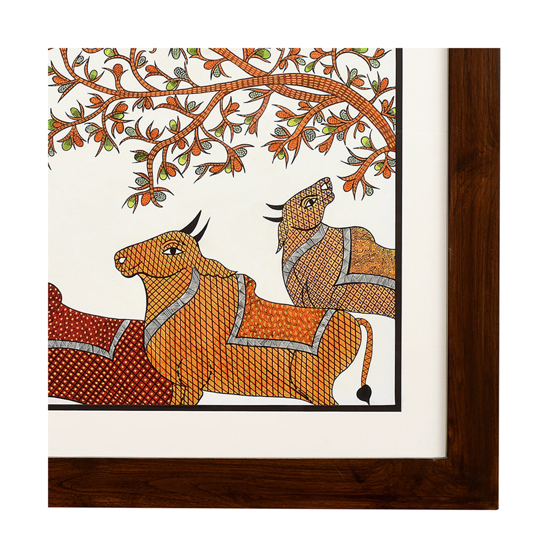 Wall Decor Gond Art Painting Framed with Glass