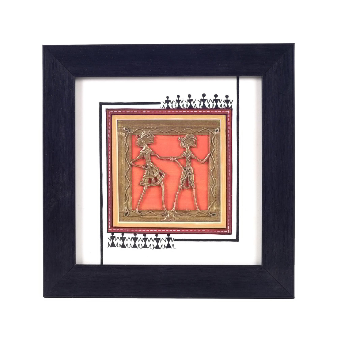 Ethnic Fusion Hand Painted  Dhokra Warli Painting So2  (9x1.5x9)