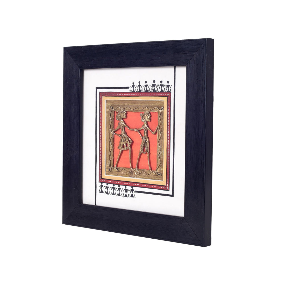 Ethnic Fusion Hand Painted  Dhokra Warli Painting So2  (9x1.5x9)