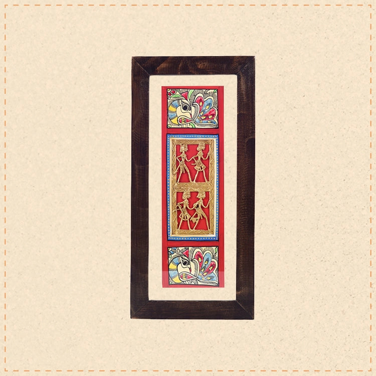 Ethnic Fusion Hand Painted  Dhokra Warli Painting